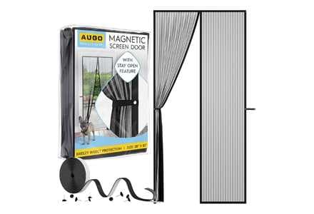 AUGO Magnetic Screen Door - Self Sealing, Heavy Duty, Hands Free Mesh Partition