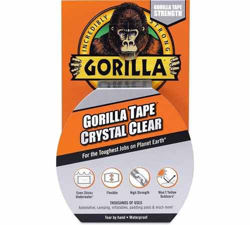 Gorilla Crystal Clear Repair Duct Tape, 1.88” x 9 yd, Clear, (Pack of 1)