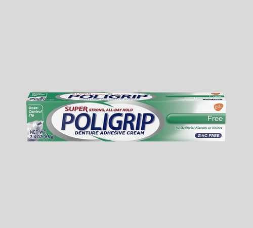 Super Poligrip Original Formula Zinc Free Denture Adhesive Cream, 2.4 ounces