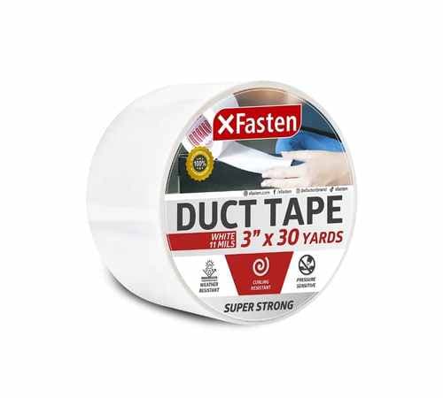 XFasten Super Strong Duct Tape, White, 3" x 30 Yards, Waterproof Duct Tape for Outdoor, Indoor, School and Industrial Use